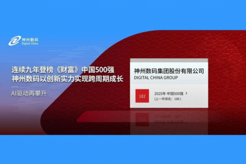 AI驱动再攀升，kaiyun开云数码连续9年登榜《财富》中国500强
